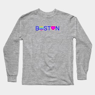 Peace, Love, and Boston Rainbow Long Sleeve T-Shirt